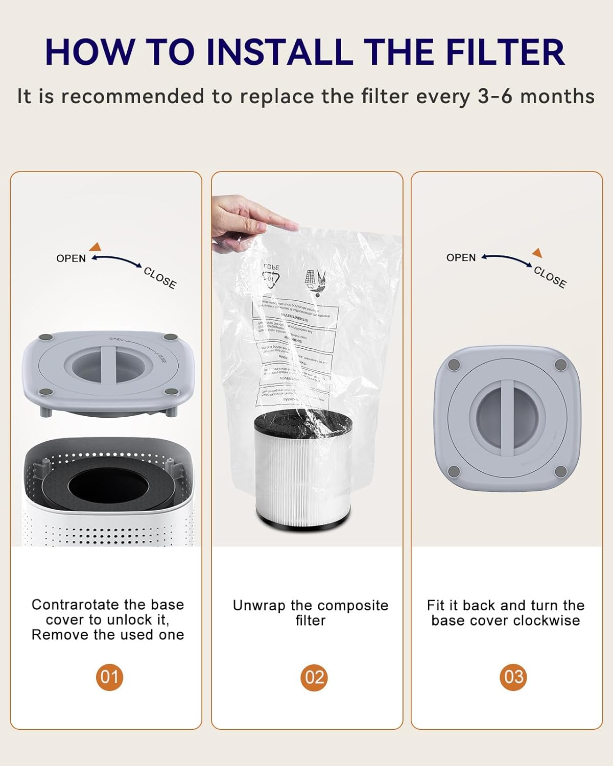 Tailulu H13 True HEPA Air Purifier - Quiet 15dB for Large Rooms up to 1500ft² | Ideal for Pets, Dust, Odor, and Smoke