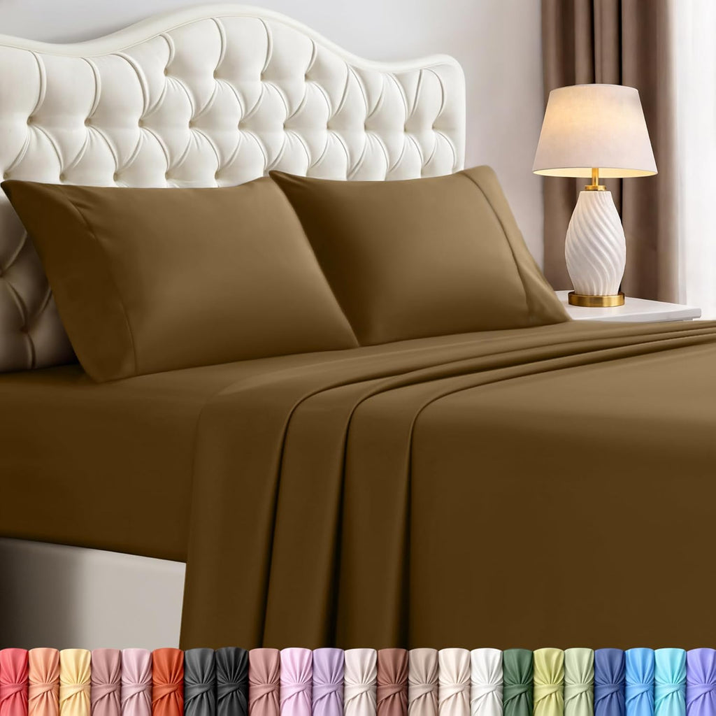 Utopia Bedding Full Size Sheet Set - Soft, Breathable Microfiber, 4-Piece Bed Sheets - Oeko Tex Certified (Mocha)