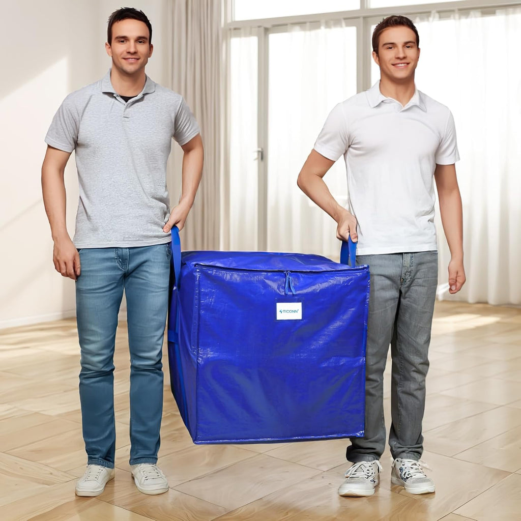 TICONN Extra Large Moving Bags - Heavy-Duty Storage Totes with Zippers & Handles | 45 Gallon (2 Pack)