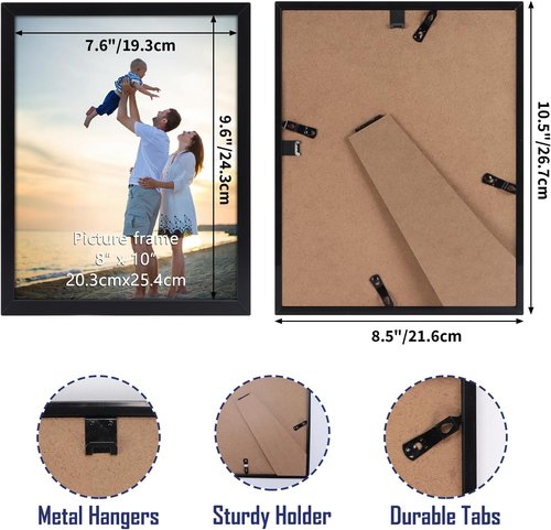 Hoikwo 8x10 Black Plastic Picture Frames Set - 18 Pack for Family Photos & Artwork | Lightweight & Stylish