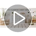 6-Piece Classroom Cabinet Curtains, Black and White Storage Privacy Drapes