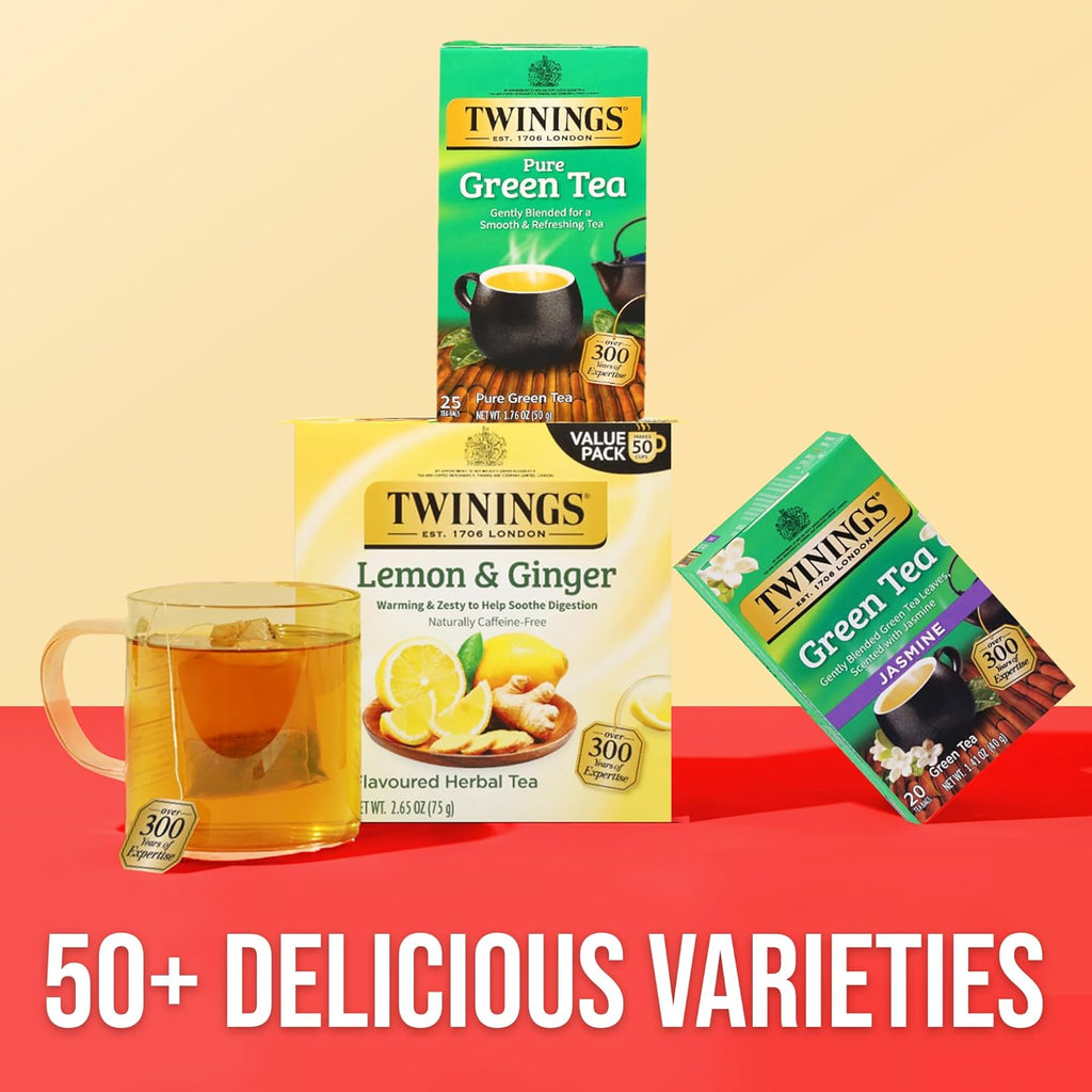 Twinings Pure Green Tea - Individually Wrapped Bags, Smooth Flavor & Enticing Aroma | 150 Count