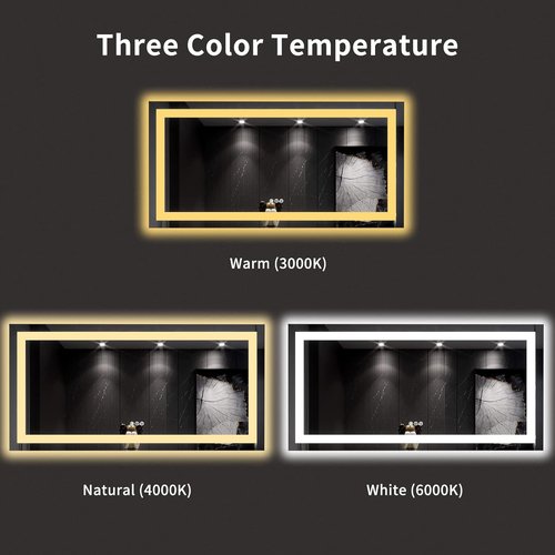 LOAAO 60X30 LED Bathroom Mirror - Dimmable, Anti-Fog, Backlit & Front Lit | Lighted Vanity Mirror with Memory Function