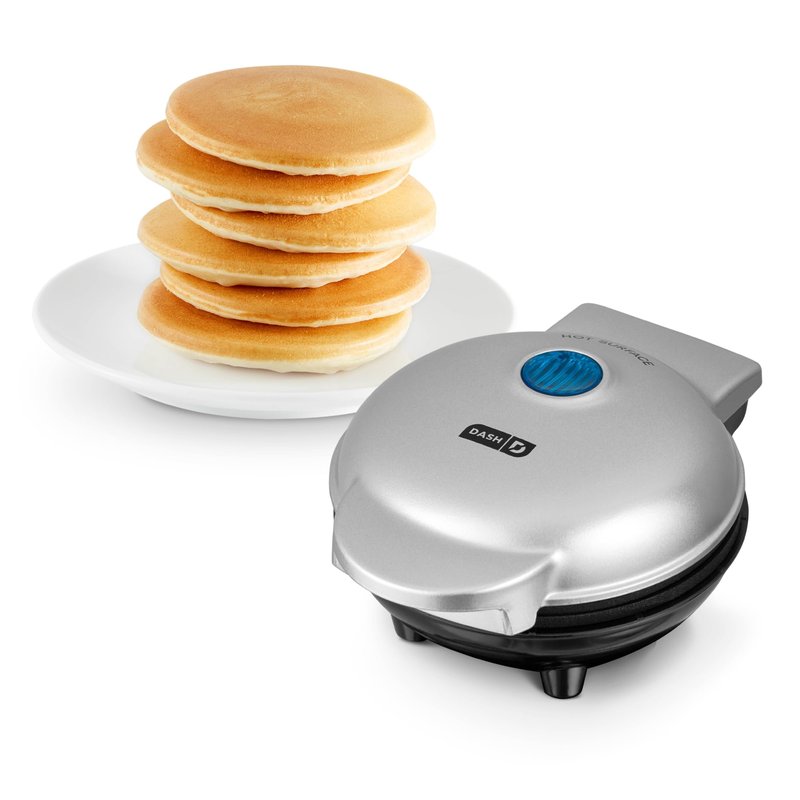 Dash Mini Maker Griddle - Compact Griddle for Creative Homemade Treats - PTFE nonstick surface, Quick Heat-Up System & Space-Saving Design - Silver