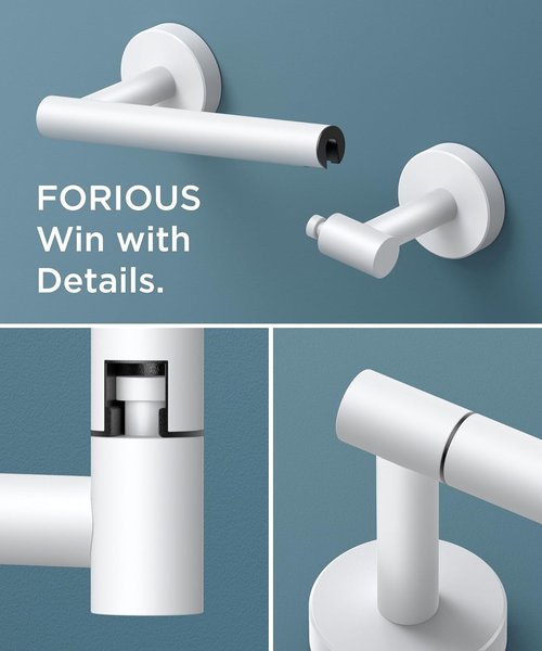 FORIOUS Toilet Paper Holder - Rustproof Stainless Steel Double Post Design | Wall-Mounted, White Finish