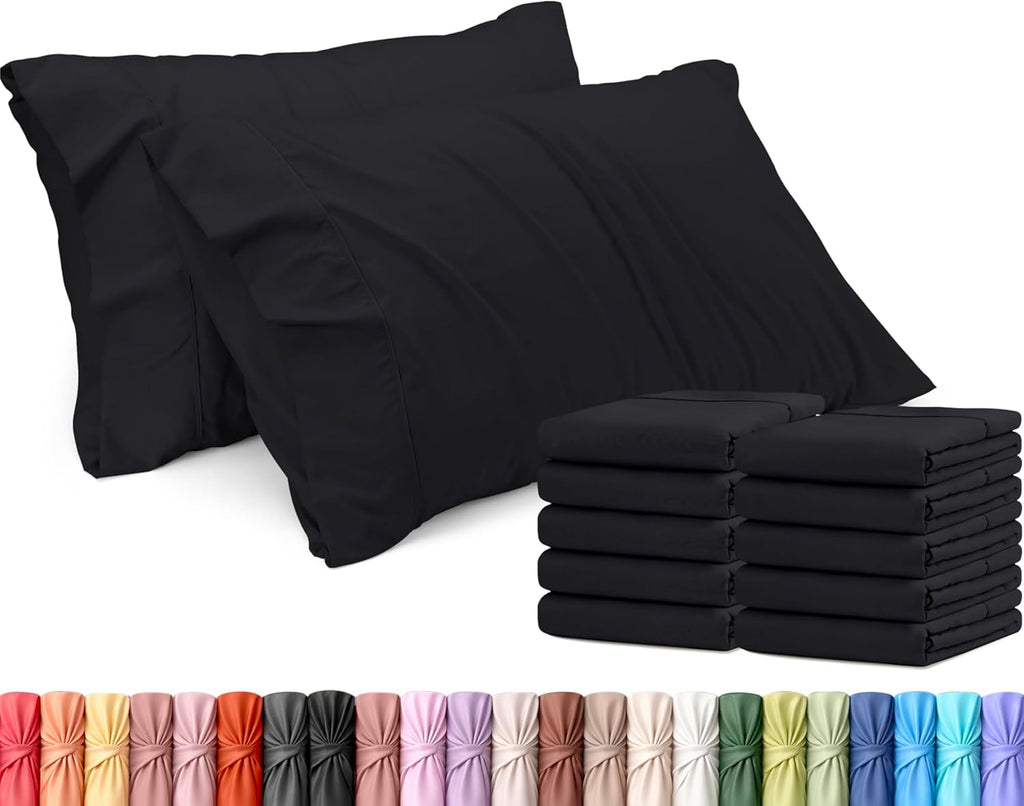 Utopia Bedding Queen Pillow Cases - Soft Brushed Microfiber - 12 Pack, Fade Resistant | 20 x 30 Inches, Black