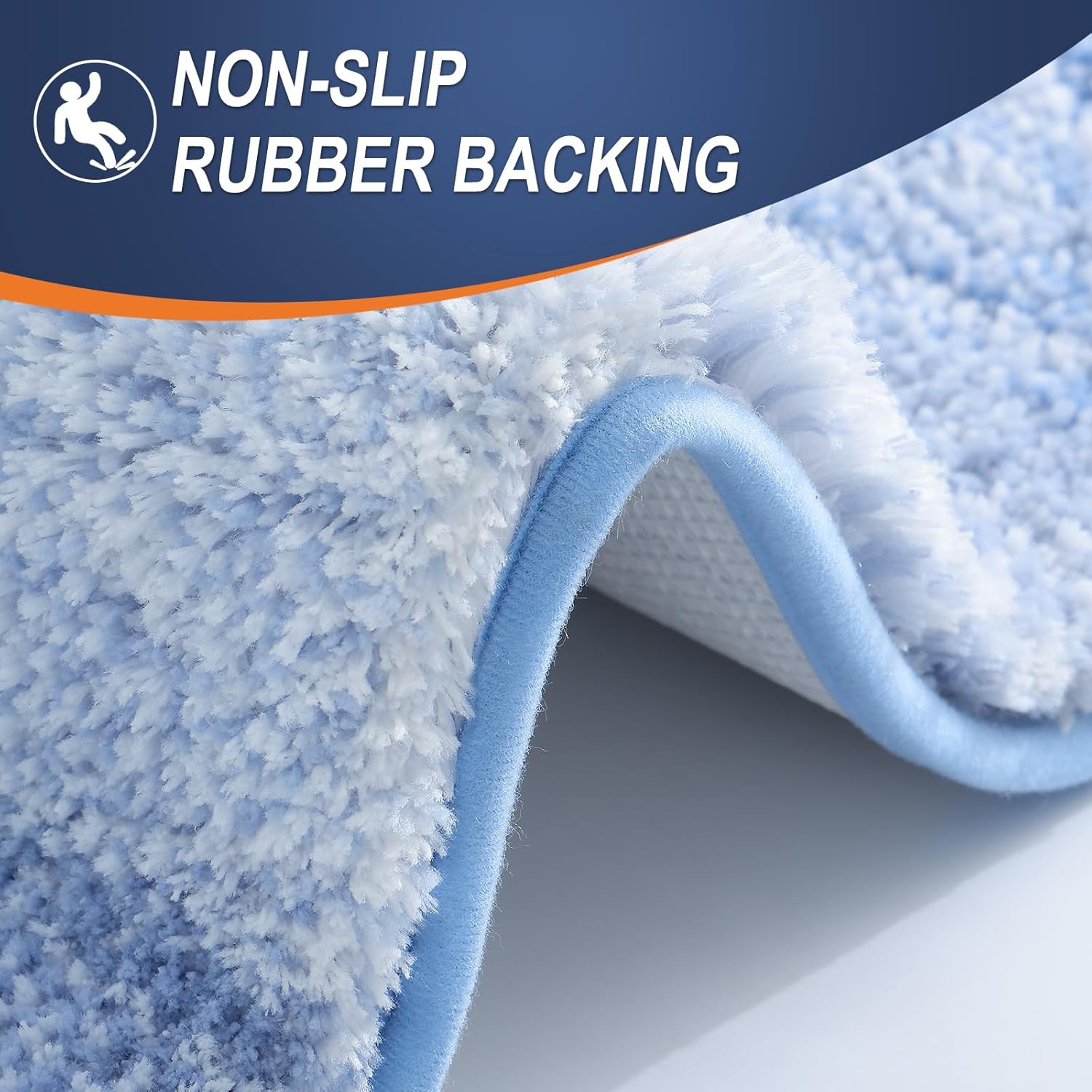 OLANLY Bathroom Runner Rug - Extra Soft Microfiber Mat, Quick Dry & Washable, 59x20, Light Blue