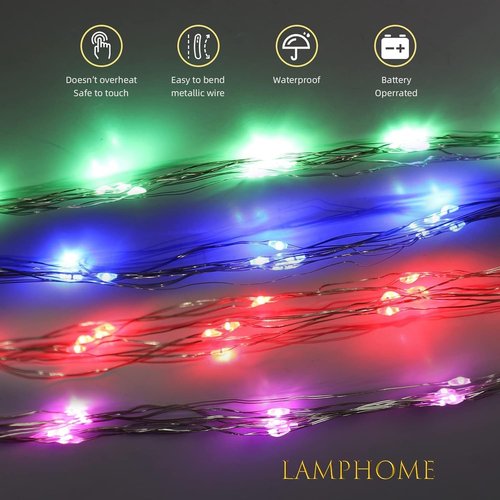 LAMPHOME Fairy Lights - 6 Pack Battery Operated String Lights | 6.6ft Waterproof Silver Wire for DIY Decor