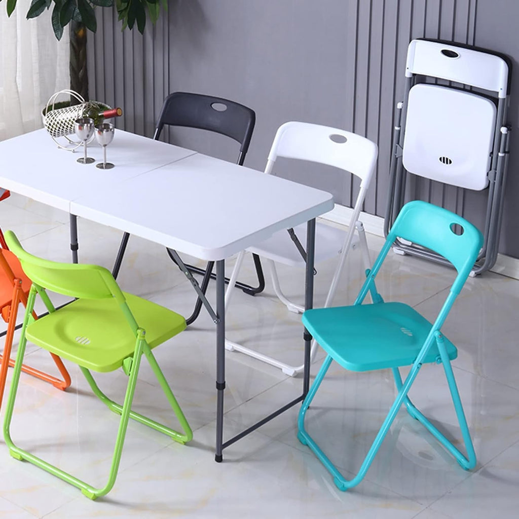 SKOK Folding Picnic Table - Adjustable Height 4/6/8 Foot Portable Plastic Table with Handle | Heavy-Duty Utility for Events