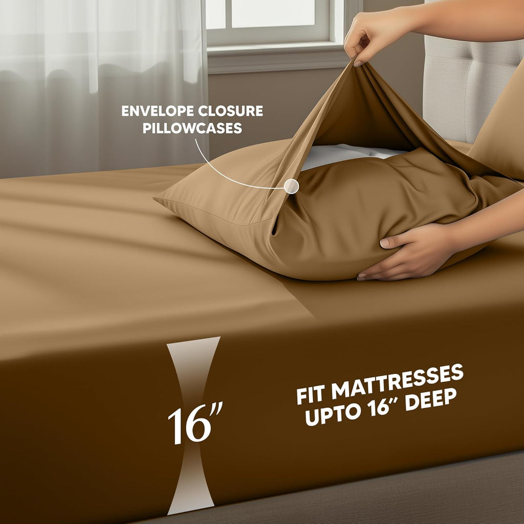 Utopia Bedding Twin Sheet Set - Soft & Breathable Microfiber, 3-Piece Bed Sheets, Oeko Tex Certified (Mocha)