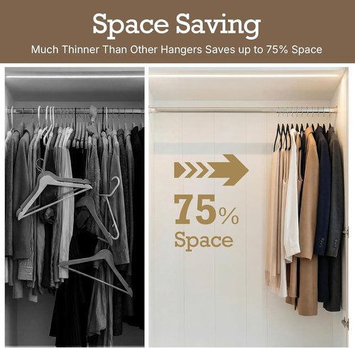 HOUSE DAY Black Velvet Hangers - Premium Non-Slip Felt Clothes Hangers | 360 Pack, Heavy Duty, Space Saving