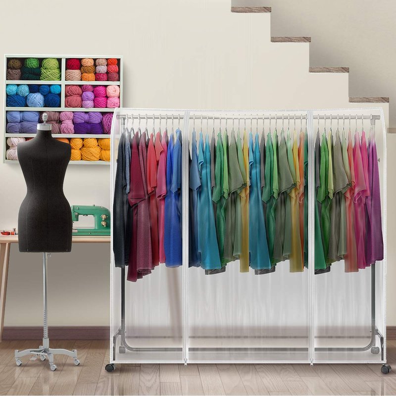 Sorbus Cover for Garment Rack 2 Pack- 6 Ft Transparent Clothes Rack Cover, Garment Coat Hanger Protector Dustproof Waterproof Clothing Storage Cover for Dresses, Suits, Coats (Rack Not Included)