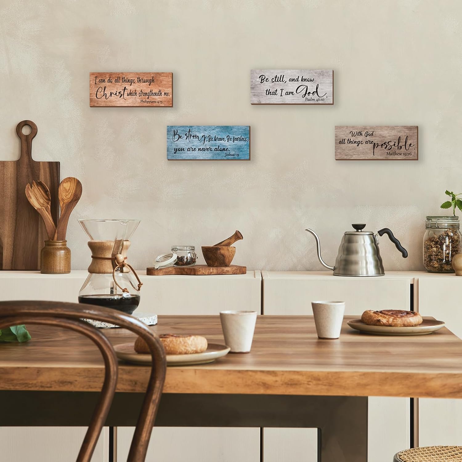 ZONWUTHY Bible Verses Wall Decor - Rustic Wooden Christian Signs | Motivational Prayer Art (10x4)