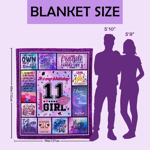Lviliss Gifts for 11 Year Old Girl Blanket, 11 Year Old Girl Birthday Gift Ideas, 11th Birthday Gifts for Girls, 11th Birthday Decorations for Girls Throw Blanket 50”x60”