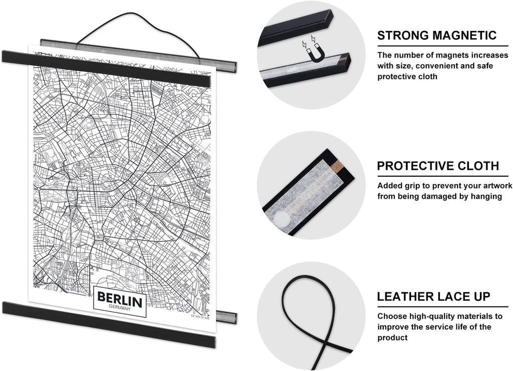 Benjia Magnetic Light Wood Poster Frame - 33x23, 33x24, 33x22 for Canvas Art | Black, 1 Pack