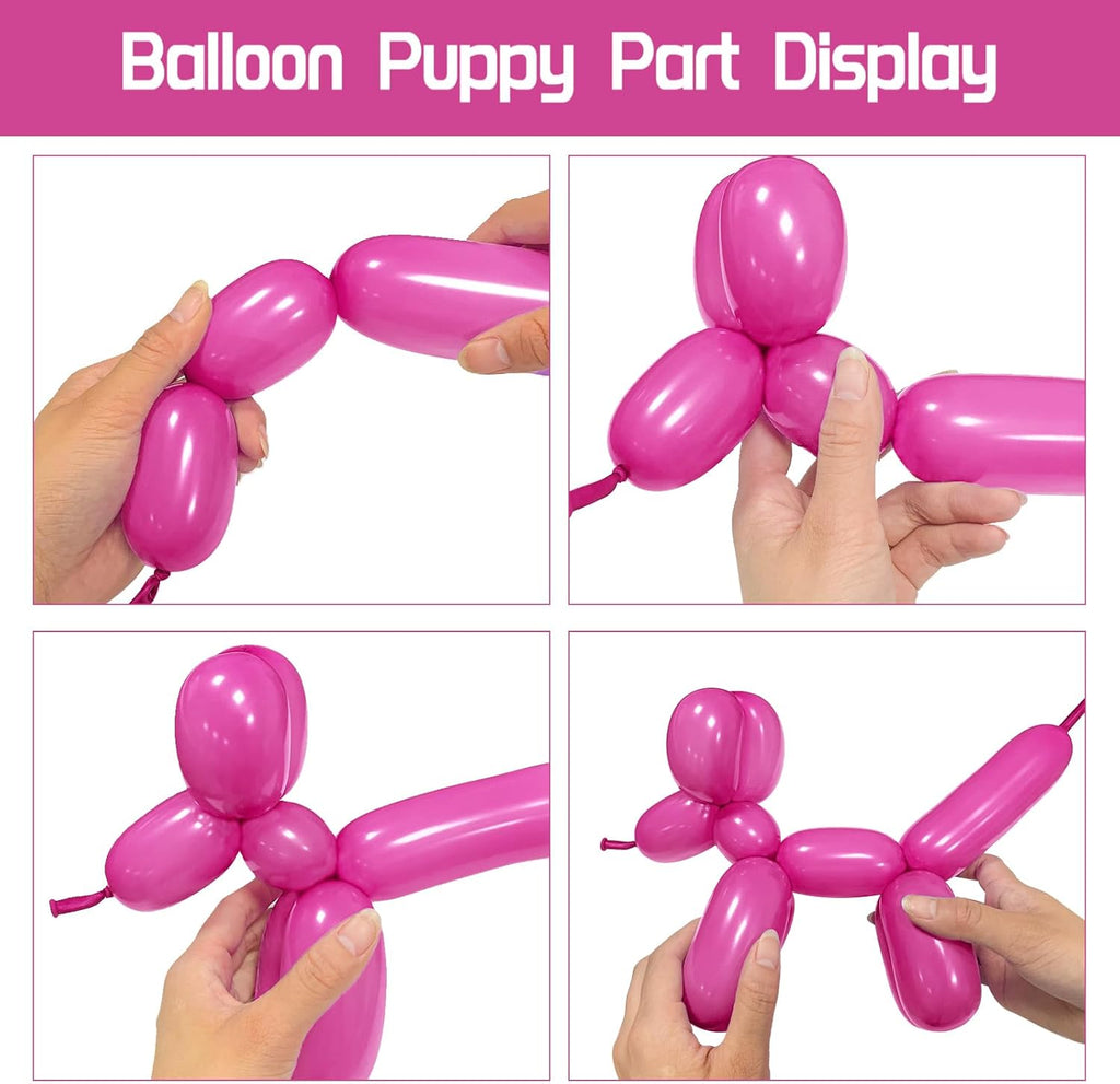 Skiennix 100Pcs Hot Pink 260Q Balloons - Thick Latex for Twisting Animal Models | Perfect for Parties & Events