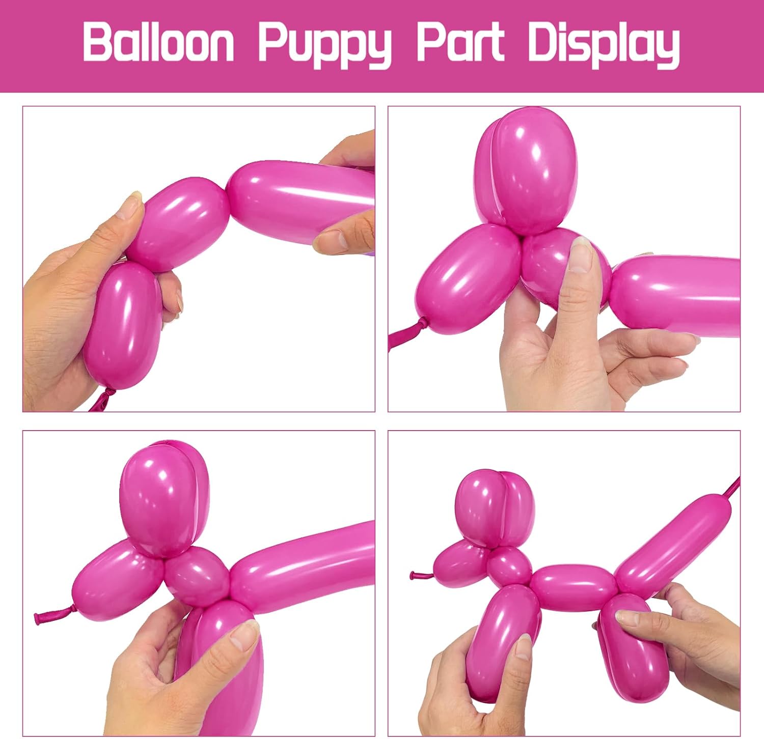 Skiennix 100Pcs Hot Pink 260Q Balloons - Thick Latex for Twisting Animal Models | Perfect for Parties & Events