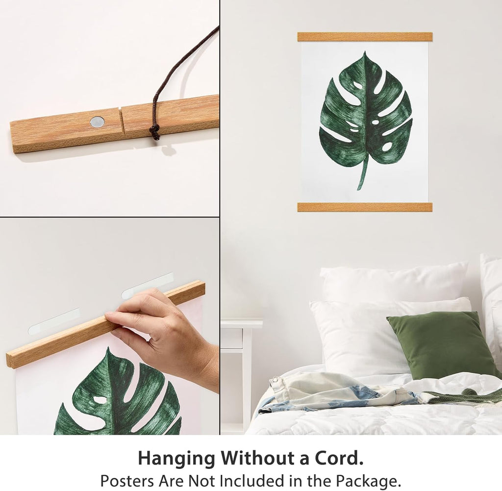Skiennix Magnetic Poster Hanger Frame - Teak Wood Design for 20x30, 20x28, 20x20 Movie & Music Posters | Stylish Wall Art Display