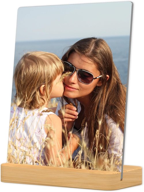 Custom Metal Photo Prints | Personalized Picture Gifts with Natural Bamboo Base - Ready to Hang Art