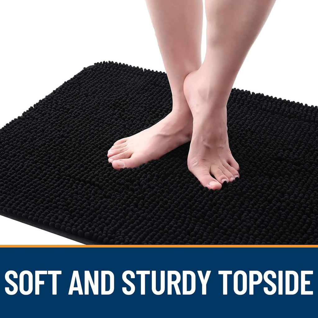 OLANLY Dog Door Mat - Absorbent Non-Slip Chenille Mat for Muddy Paws | 40x24 Black Quick Dry Doormat