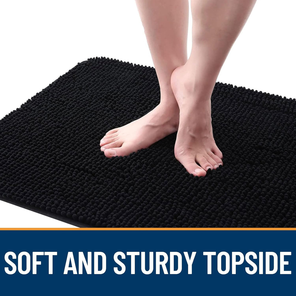OLANLY Dog Door Mat - Absorbent Non-Slip Mud Mat for Indoor Use | 40x32 Inches, Quick Dry Chenille, Black