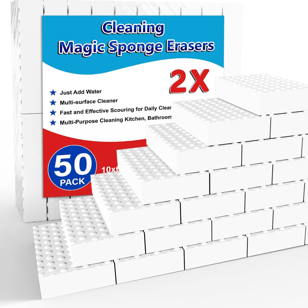 SmilinFit Magic Sponge Erasers - 50 Pack Melamine Foam Pads for Powerful Multi-Functional Cleaning