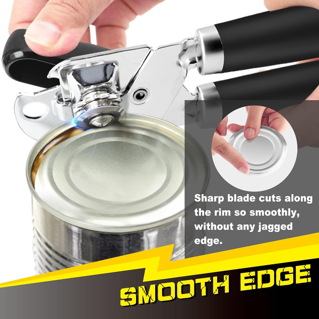 PrinChef Manual Can Opener - Smooth Edge Design with Reinforced Gear & Magnet | Comfortable Grip for Seniors