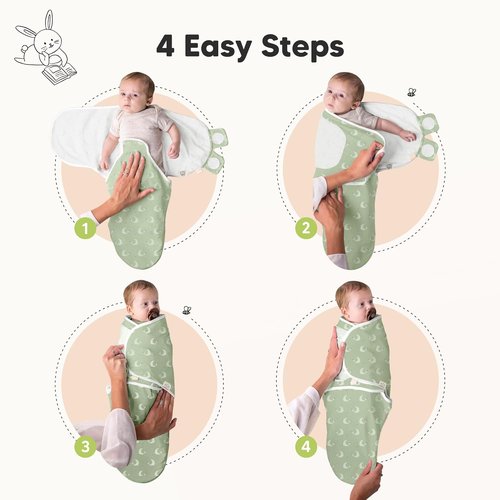 Lunaris Organic Baby Swaddle Sleep Sacks - Soft & Snug for Newborns 0-3 Months | 3-Pack Swaddling Blankets