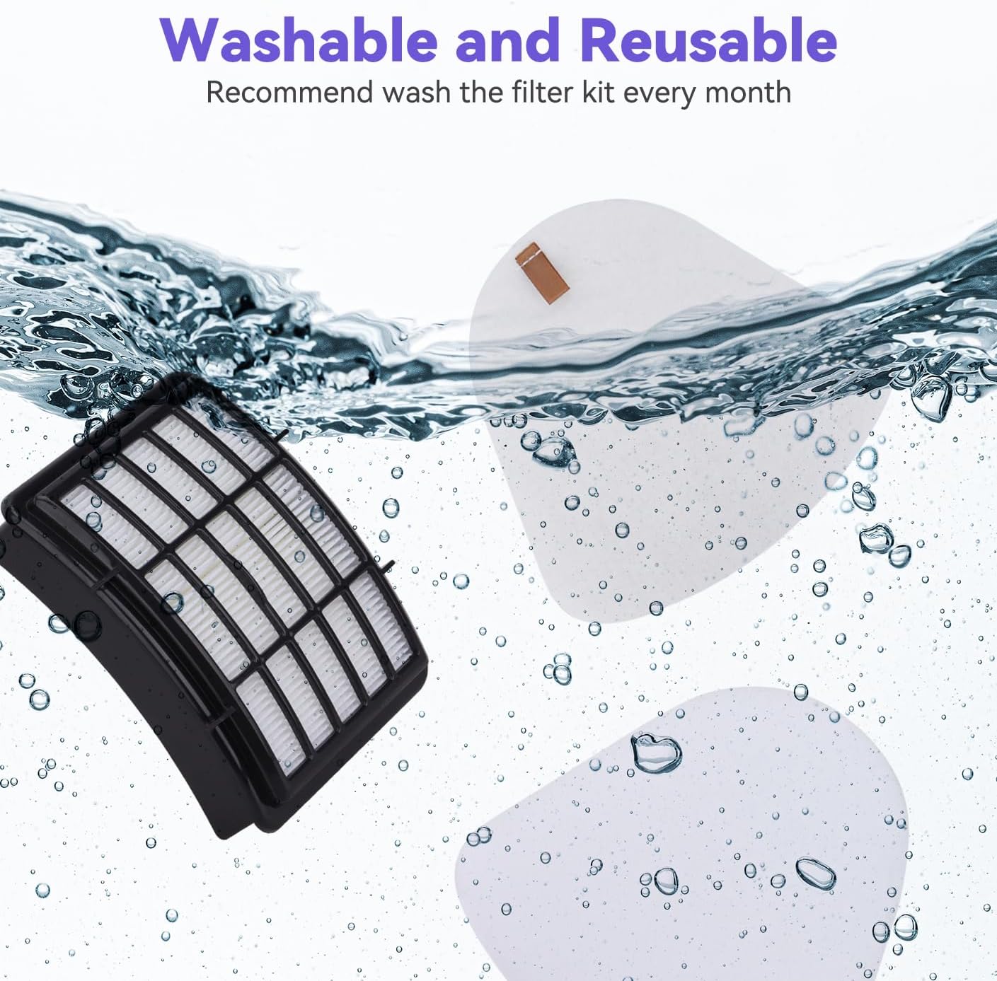 Shark Vacuum Filters Replacement - 2 HEPA, 4 Foam & 4 Faux Felt Filters for NV350, NV351, NV360