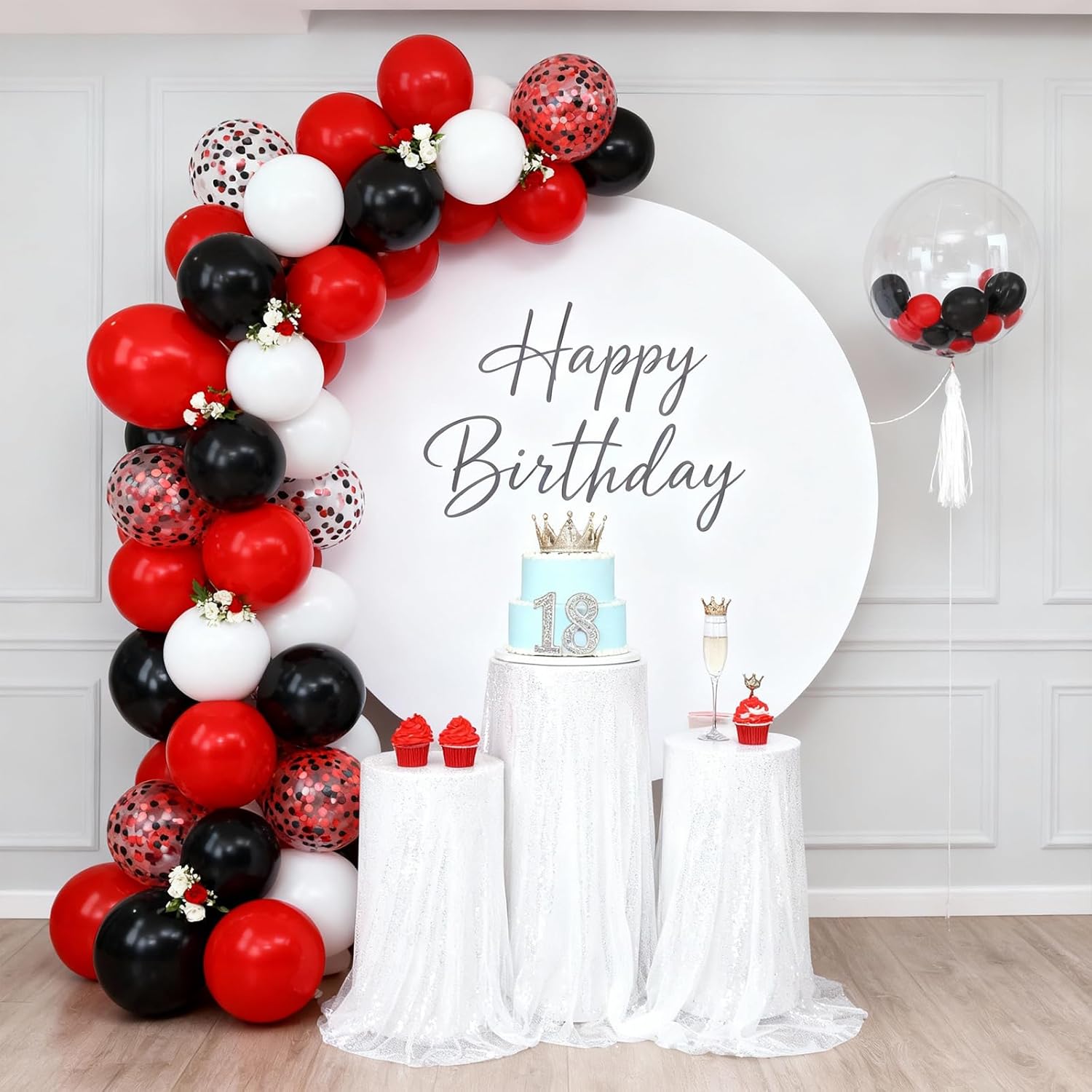 Red and Black Balloons - 60PCS 12 Inch Metallic Confetti for Birthday, Wedding & Baby Shower Decor