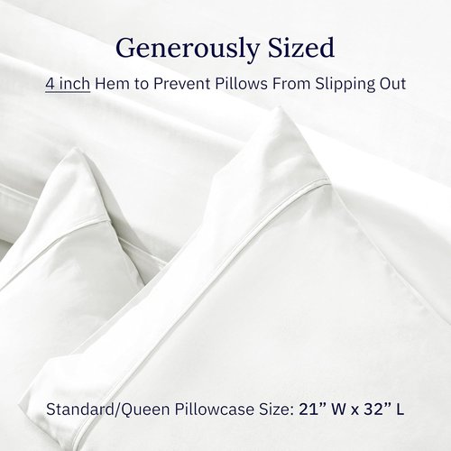 California Design Den Queen Pillowcase Set - 400 Thread Count, 100% Cotton Sateen, Soft & Breathable - Ivory (Set of 2)