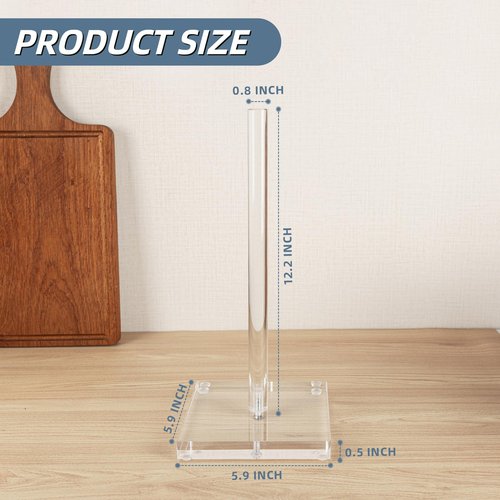 Antimbee Transparent Acrylic Paper Towel Stand Holder, Freestanding Tabletop Roll Paper Tower Holder, Countertop Paper Towel Dispenser for Kitchen, Bathroom, Coffee Table