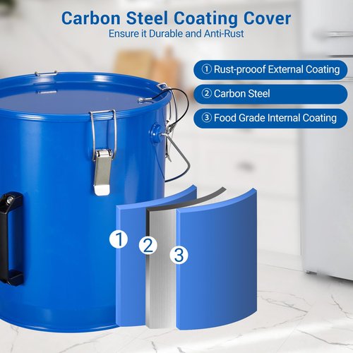 Fryer Grease Bucket 6 Gal, Fryer Oil Bucket with Lid, Oil Disposal Caddy, Coated Carbon Steel Oil Filter Pot with Rust-Proof Coating, Fryer Oil Transport Container with Lock Clips & Filter Bag