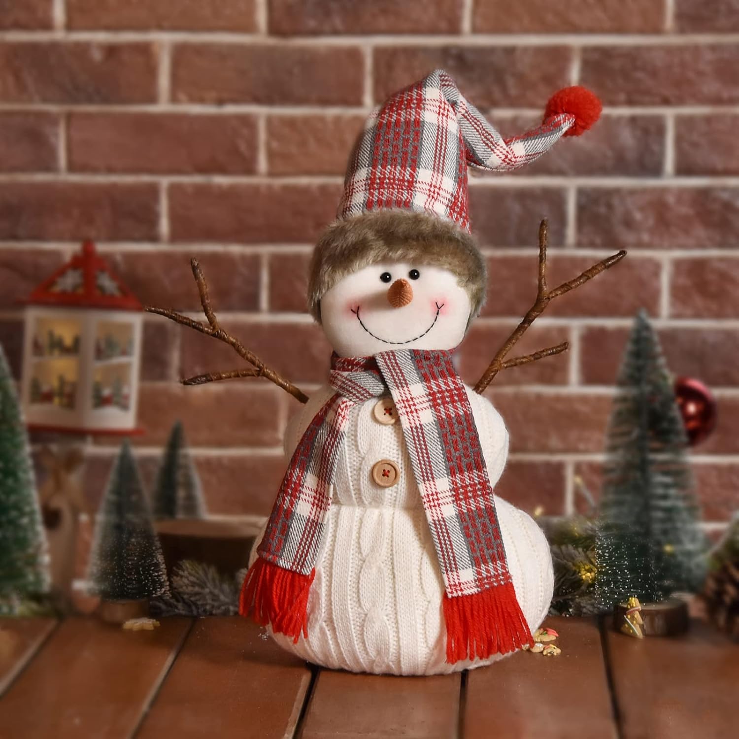 Skiennix Christmas Snowman Plush Decoration - Animated 20-Inch Indoor Ornament for Holiday Cheer