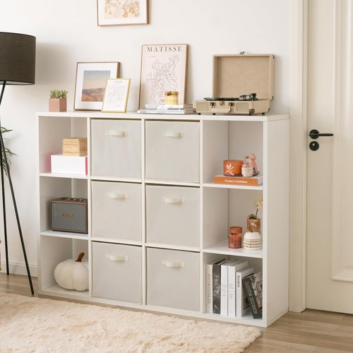 Granny Says Cube Storage Bins - Foldable 13x13 Fabric Organizers with Handles | Beige 6-Pack
