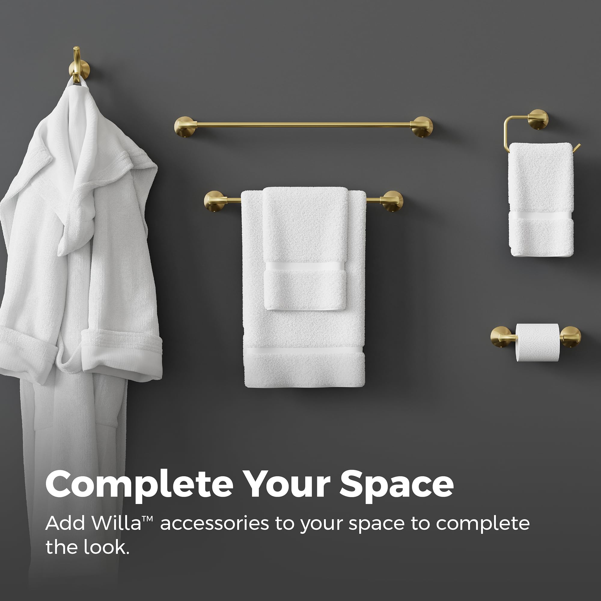 Pfister Willa Bath Towel Bar for Bathroom, 24-Inch, Wall-Mounted, Screw-in, Brushed Gold Finish, BTBWLL2BG