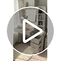 Farmhouse Vanity Desk with Lighted Mirror, Charging Station & 5 Drawers