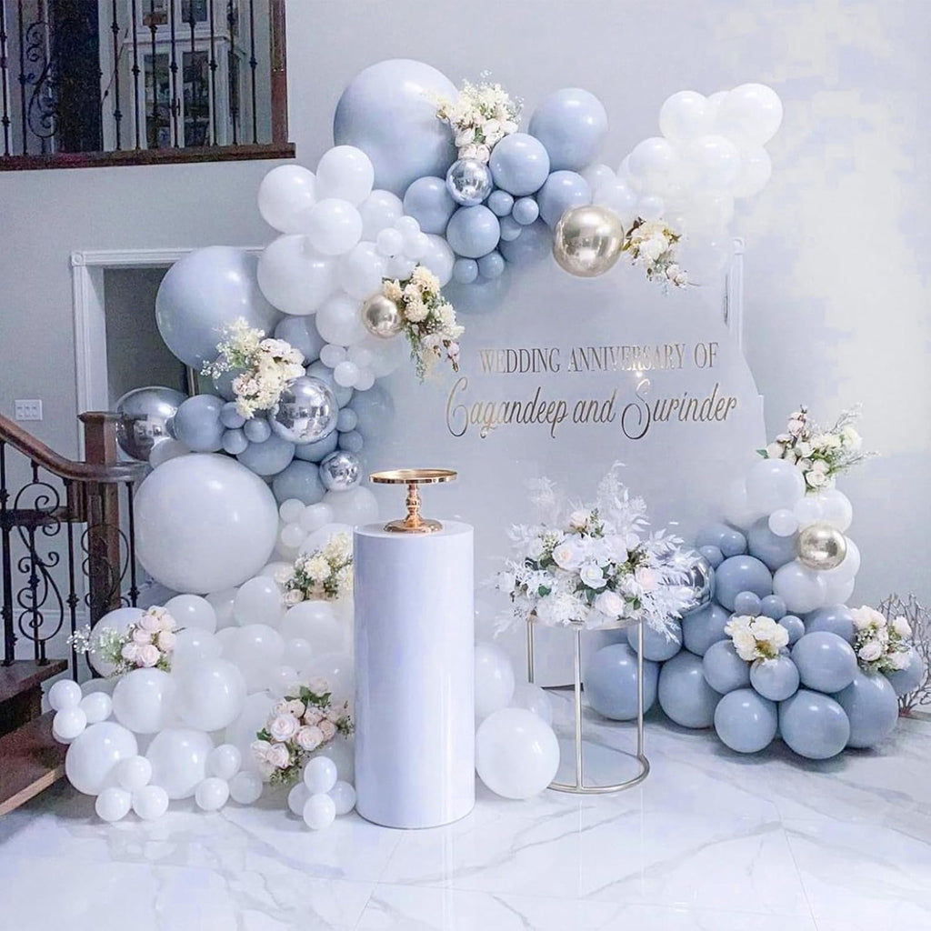 PartyWoo Dusty Blue Balloons - 50pcs 12 Inch Slate Blue Latex Helium Balloons for Baby Showers & Weddings