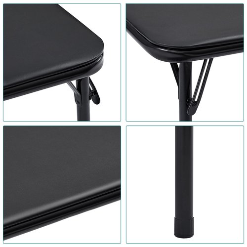 VECELO 24'' Kids Folding Card Table, Portable, with Ultra Soft PU Padded Cushion, 1 Piece, Jet Black