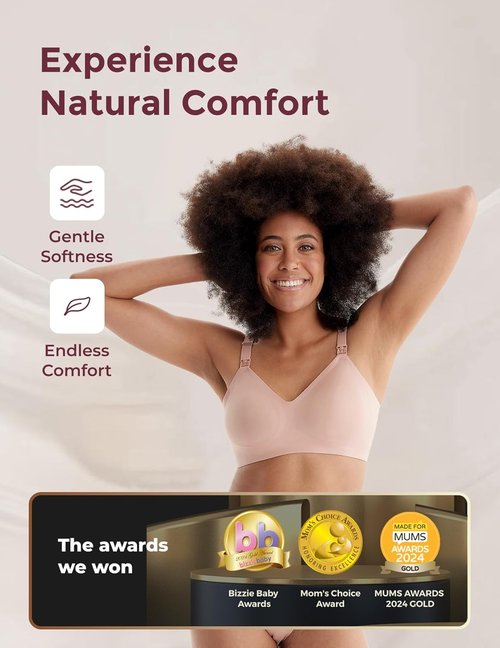 Momcozy Nursing Bra - YN21 Seamless Ultra Comfort Maternity Bra for Breastfeeding | Natural Shape, Sleep Bralette