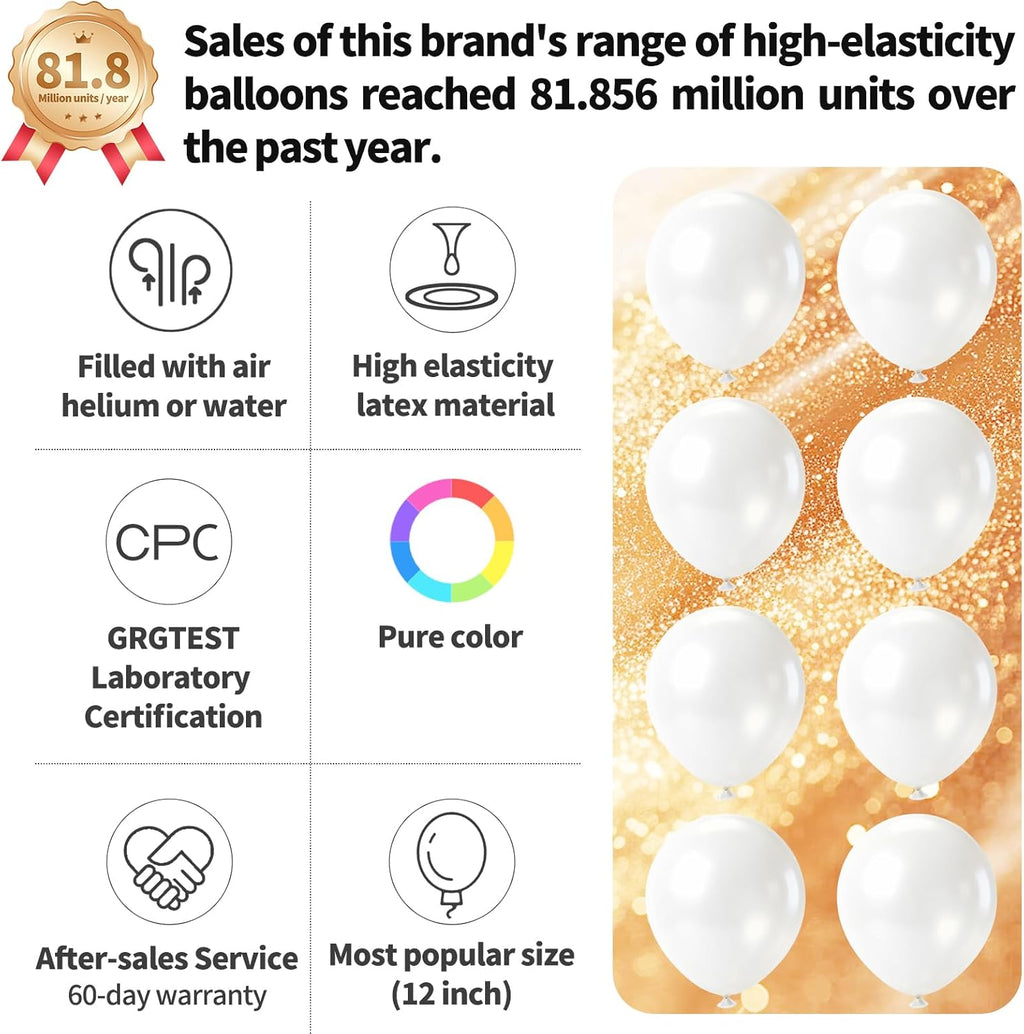 Pearl White Latex Balloons by [Brand Name] - 110pcs 12-Inch for Birthday Parties & Baby Showers