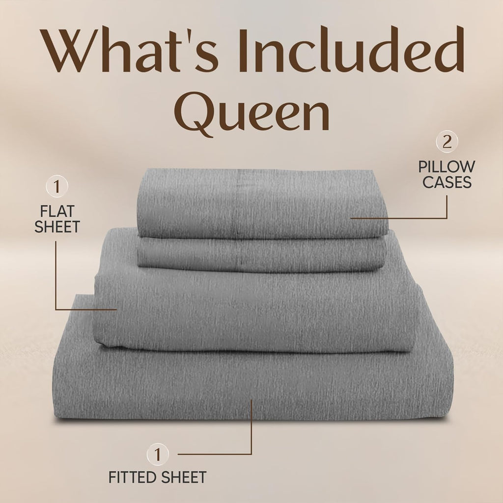Utopia Bedding Queen Size Sheet Set - Soft, Breathable Microfiber | 4-Piece in Heather Grey