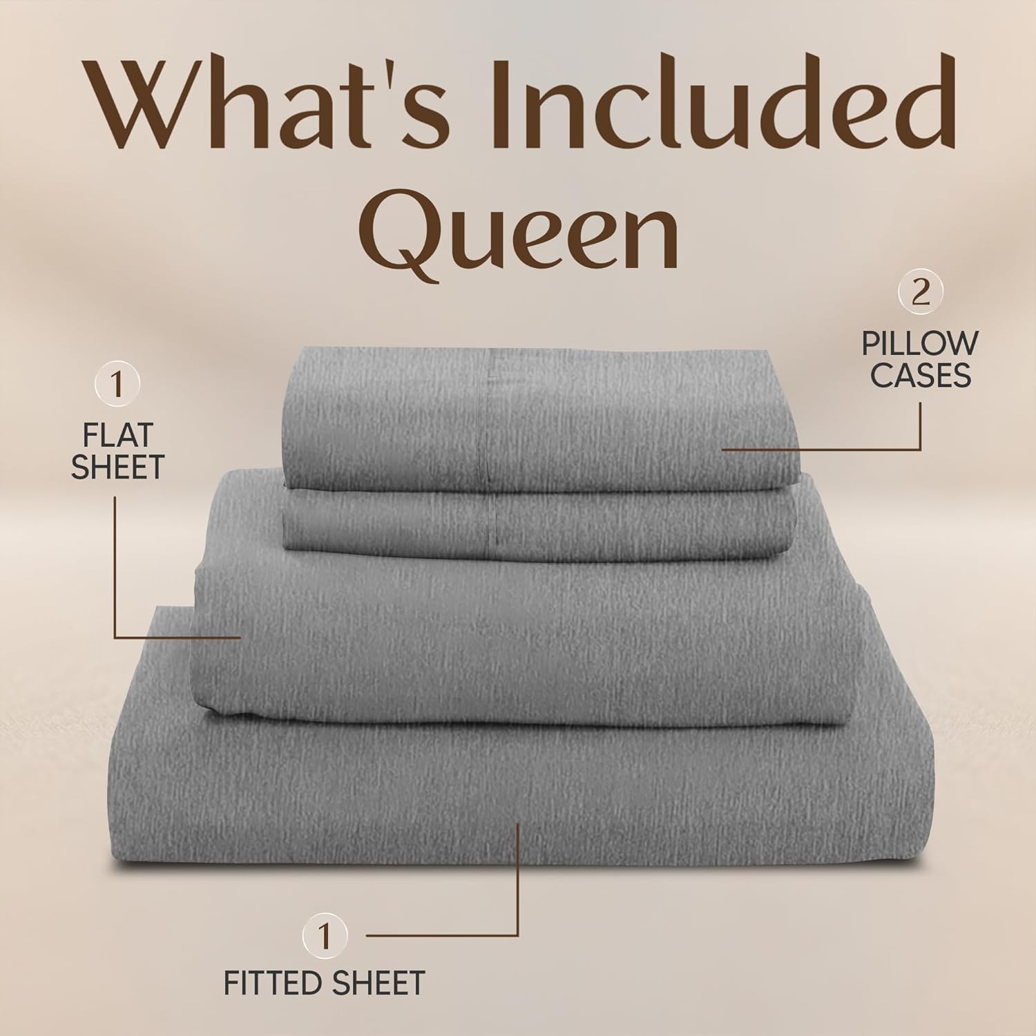 Utopia Bedding Queen Size Sheet Set - Soft, Breathable Microfiber | 4-Piece in Heather Grey