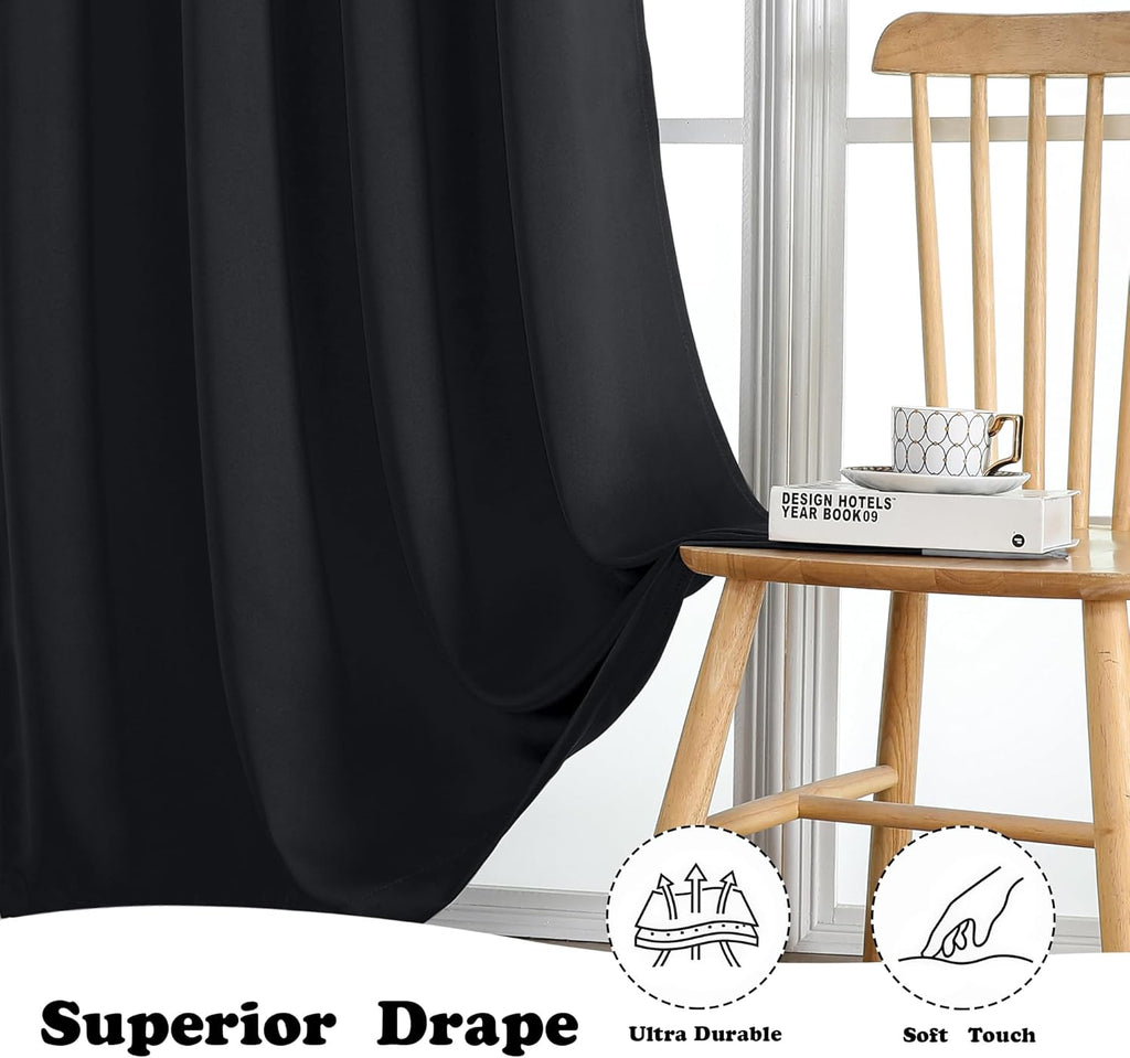 Simplebrand Blackout Curtains - Thermal Insulated Room Darkening Drapes, 63 Inch Length, 2 Panels Set