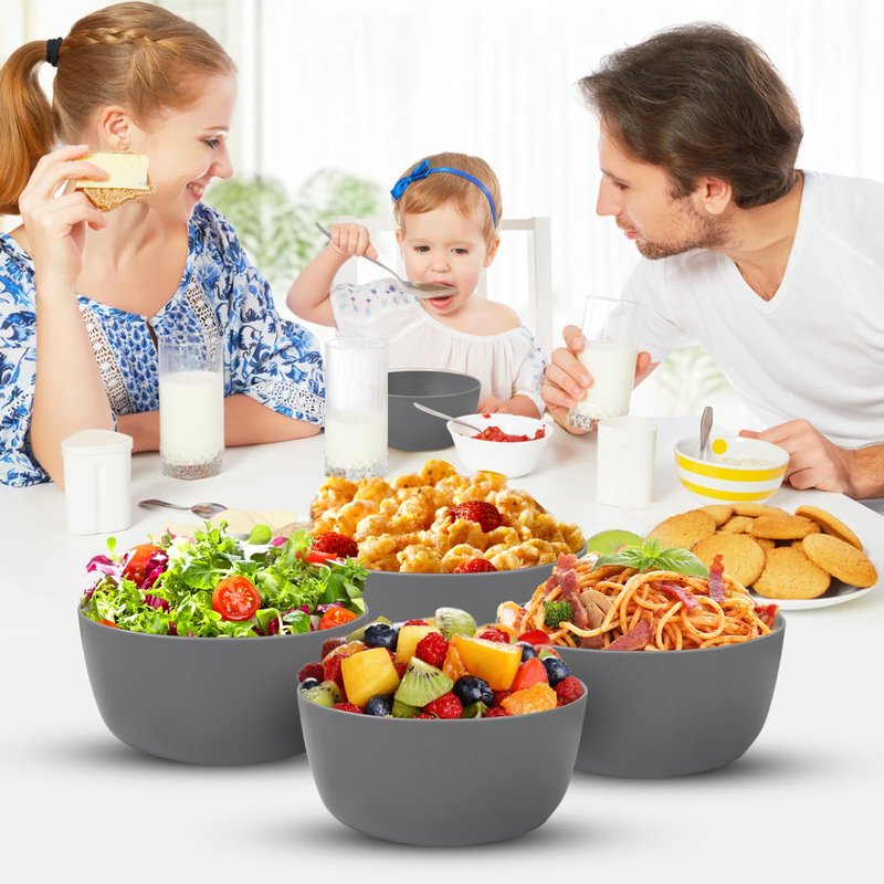 EI 8pcs Wheat Straw Bowls,28oz Reusable Cereal Bowls,Unbreakable Plastic Bowls,Premium Wheat Straw Bowls Set,Microwave and Dishwasher Safe Lightweight Fruit/Salad/Soup Bowls for Picnic,Halloween