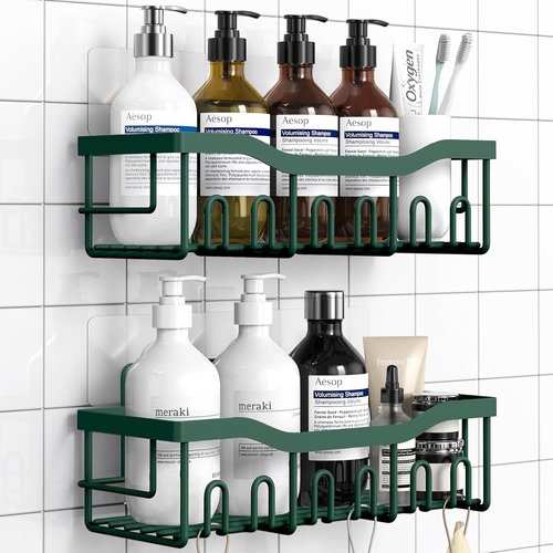 EUDELE Shower Caddy - 2 Pack Adhesive Organizer for Bathroom & Kitchen Storage | Rustproof Stainless Steel
