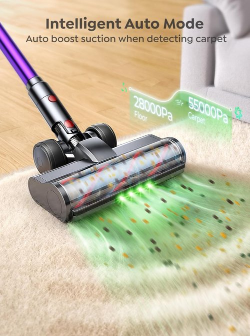 INTETURE Cordless Vacuum Cleaner - 650W 55KPA Suction Power | 70 Mins Runtime, Anti-Tangle Design, Touch Screen