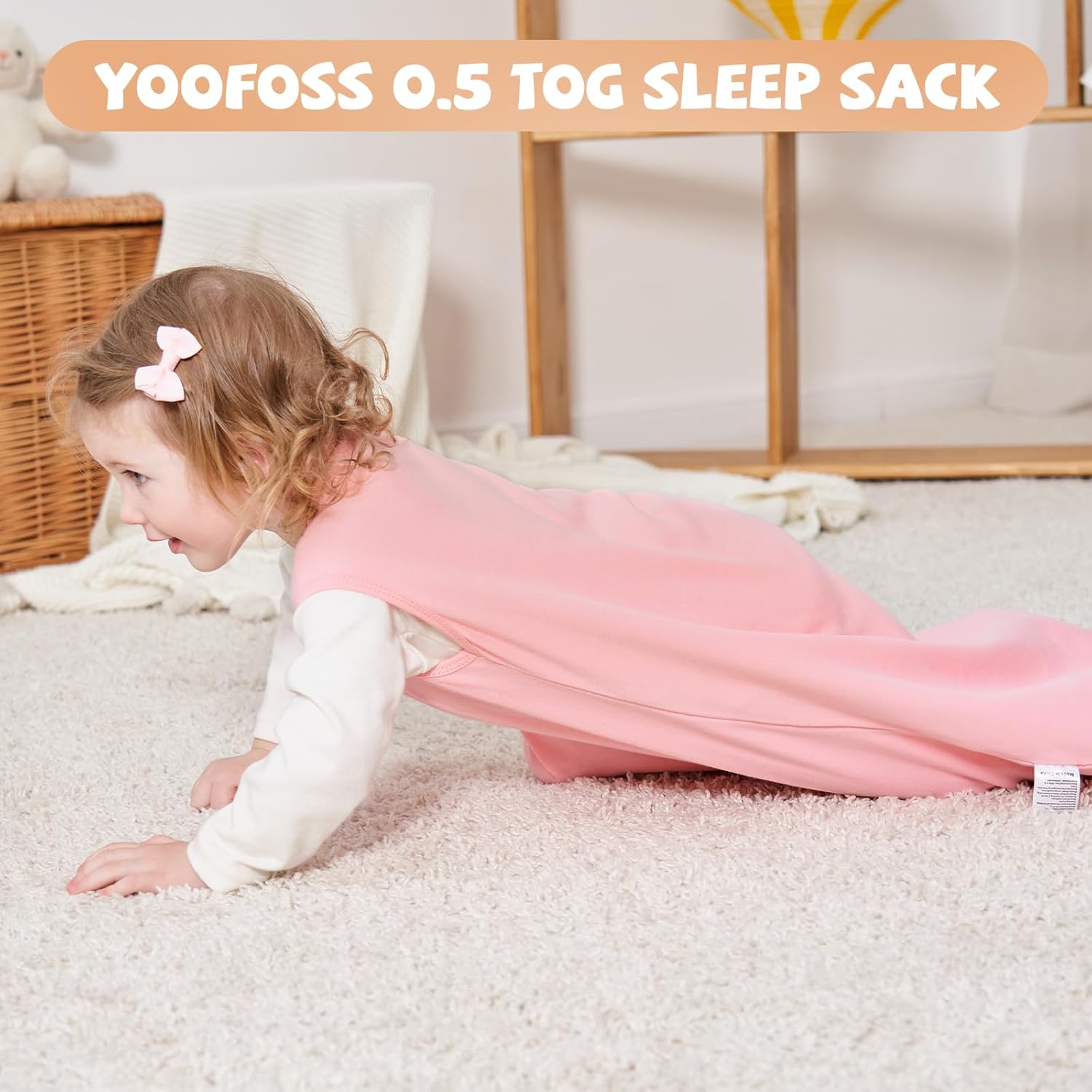 Yoofoss Baby Sleep Sack - 100% Organic Cotton Wearable Blanket | 2-Way Zipper, TOG 0.5, Medium (6-12 Months)