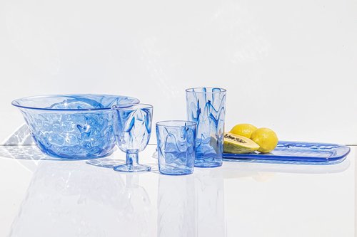Abode Homewares Aegean Swirl Premium Acrylic Drinkware Jumbo Beverage Glass, Indoor/Outdoor, 23 Ounce, Blue Swirl, Set of 6