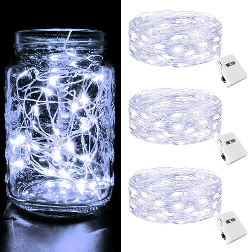 Btfarm LED Fairy Lights - 3 Pack Battery Operated Twinkle Lights | 7FT 20 LED Mini String Lights in Cool White for Mason Jars & Parties